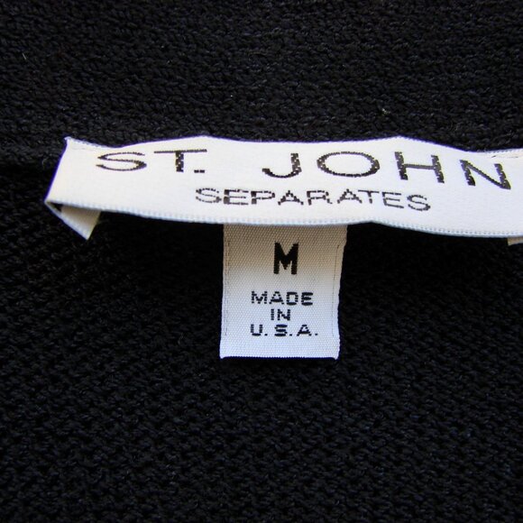 St. John Separates Black Knit Cardigan Sweater Luxury Santiago Knit Medium - Picture 4 of 12